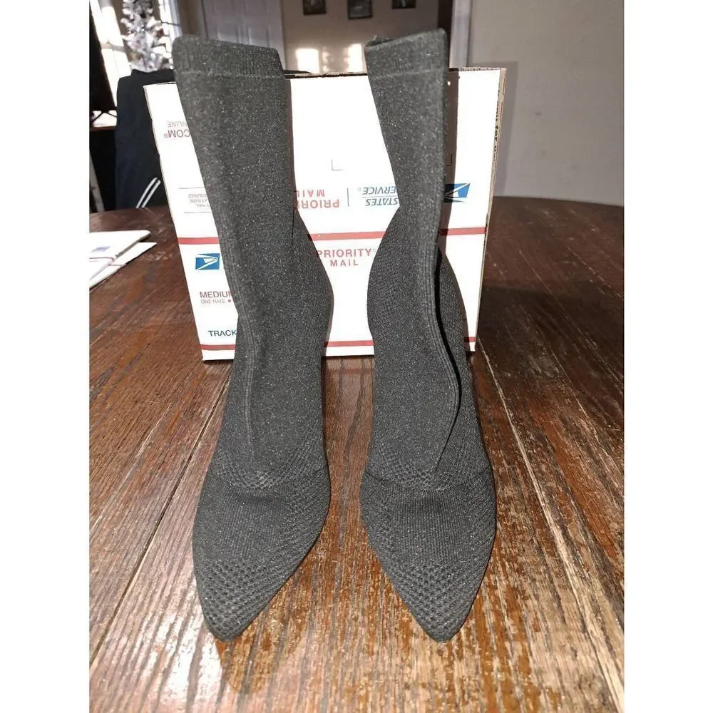 10 Fashion Nova Mabely Black Textile Stiletto Pump High Heel Ankle Boot Booties